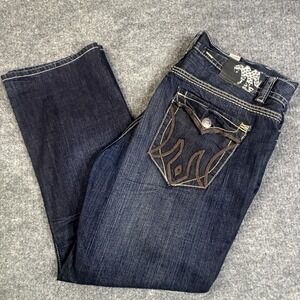 Mek Denim Jeans Men 42x34 Blue Bootcut Dark Wash St Petersburg Button Fly(43x34)